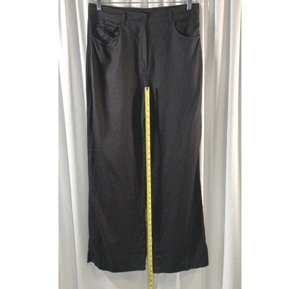 Zara Black Linen Blend High Waisted Wide Leg Trousers XL Resortwear Chic ‎ 82-03 - Picture 5 of 11